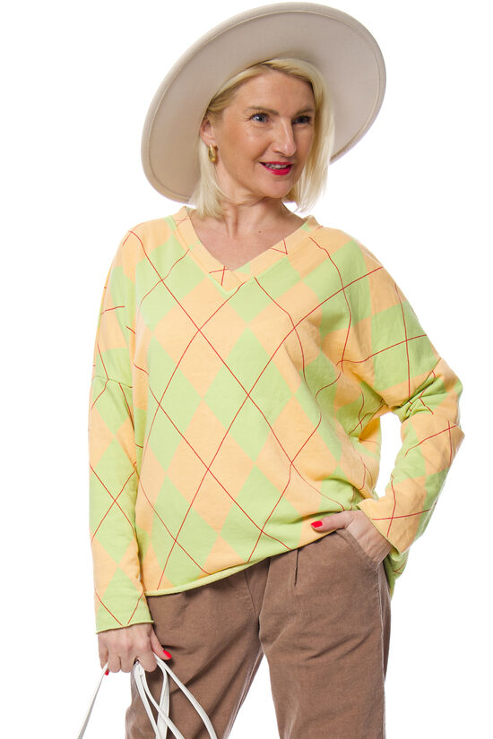 Gaiši zaļas krāsas kokvilnas sieviešu džemperis/tops MU MU