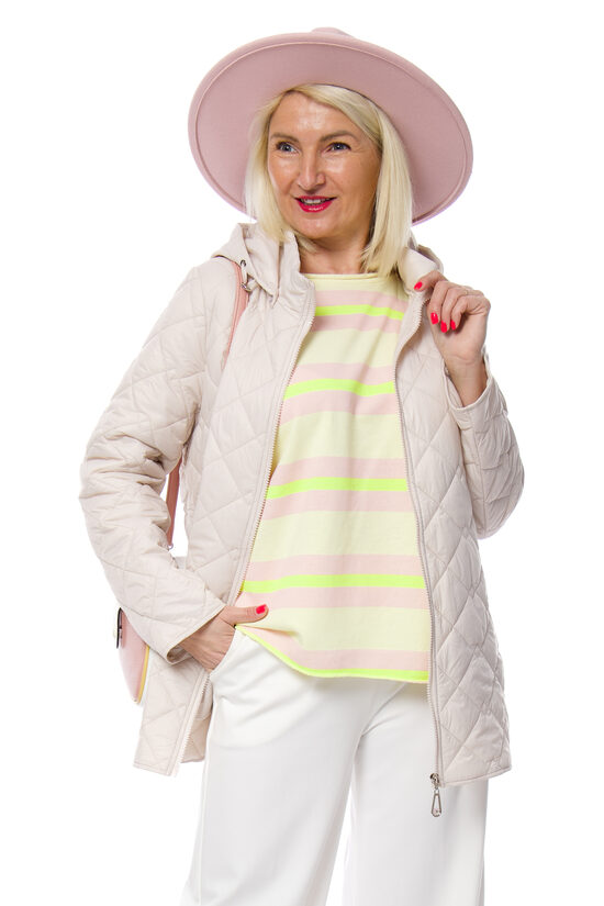 Krēmkrāsas plānā sieviešu virsjaka ar kapuci EAST OCEAN