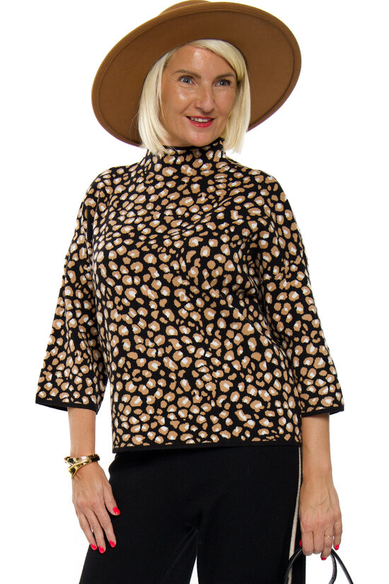 Melnas krāsas sieviešu džemperis ar pusgaru piedurkni EVIS