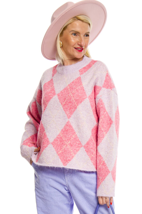 Gaiši violetas krāsas adīts sieviešu džemperis SHEEP