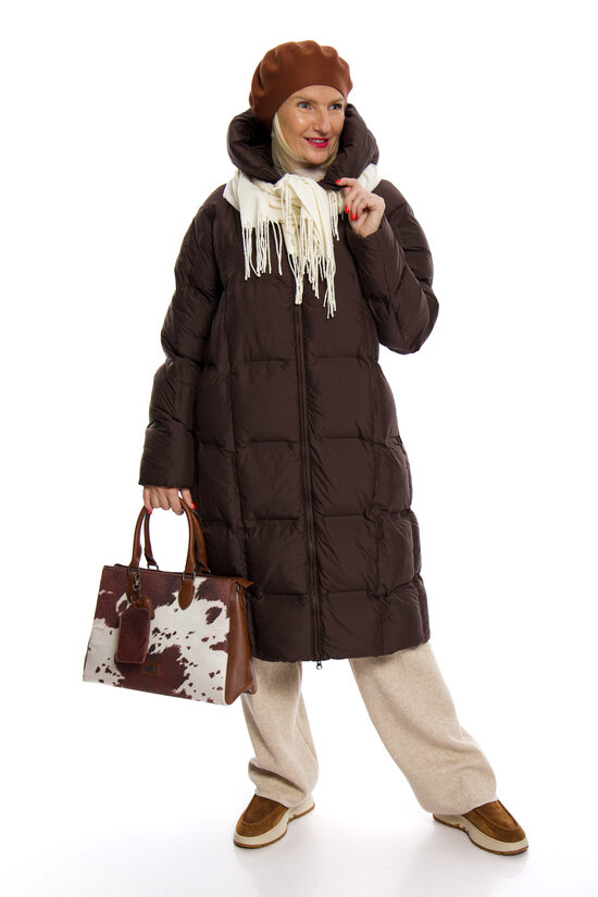 Tumši brūns ziemas dūnu mētelis sievietēm SORONA