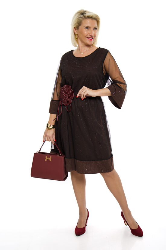 Brūnas krāsas kleita ar spīdumu LUX LUNA