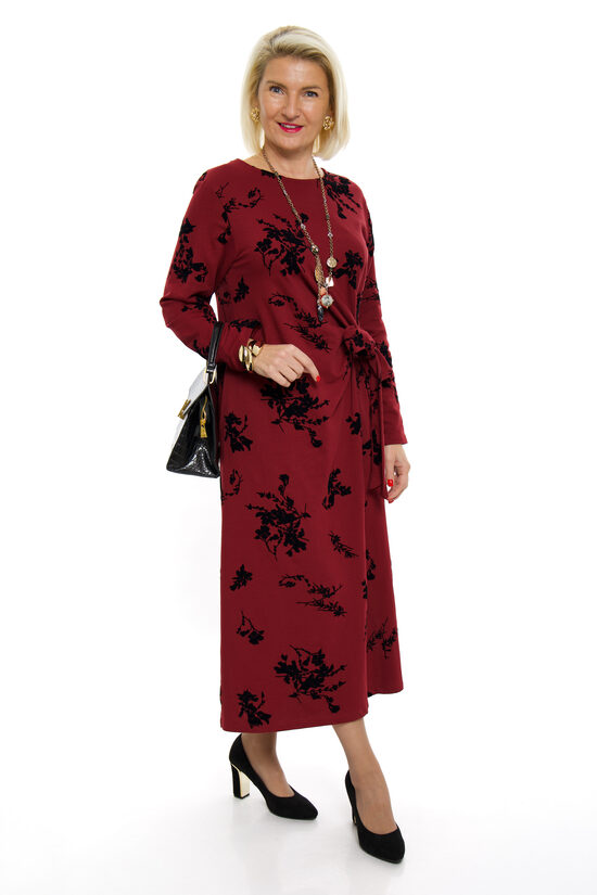 Bordo krāsas kokvilnas kleita ar šķēlumiem STELLA MILANI