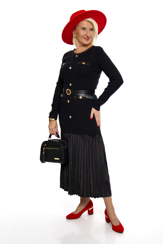 Eleganta melnas krāsas kleita ar jostiņu Jasmine