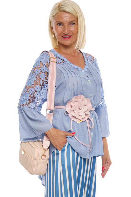 Gaiši zila kokvilnas auduma blūze FASHION CLASSIC