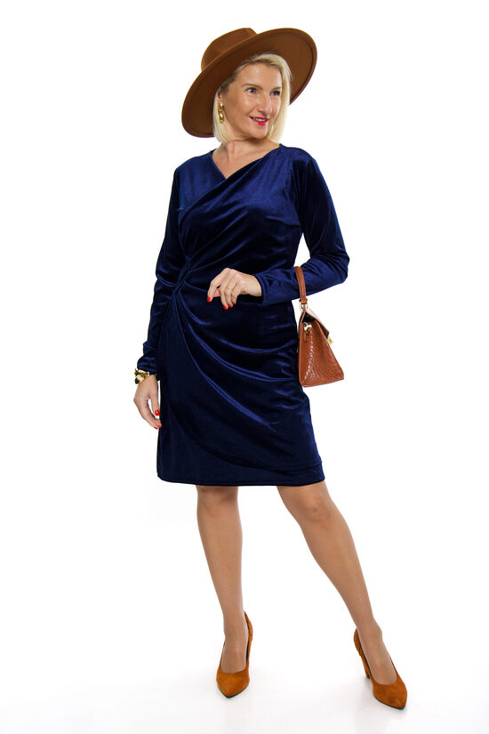 Tumši zila samta auduma kleita ADEA