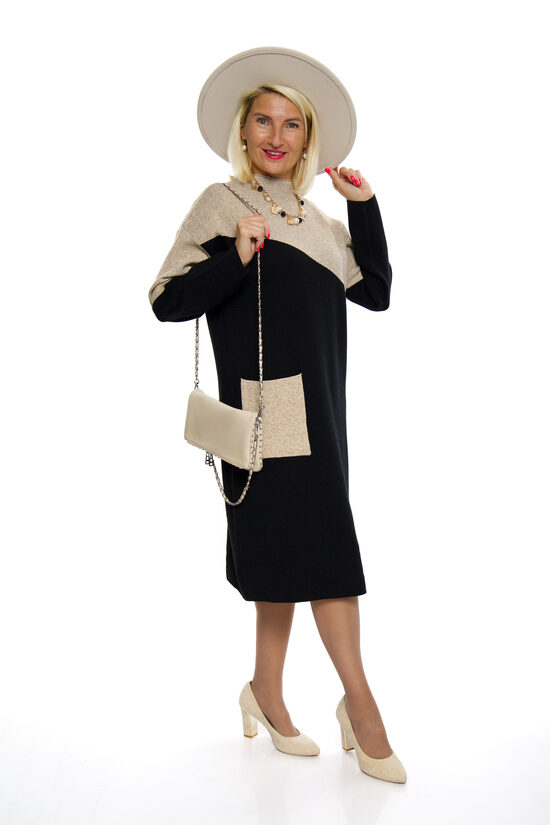 Eleganta adīta kleita ar kabatu Palma