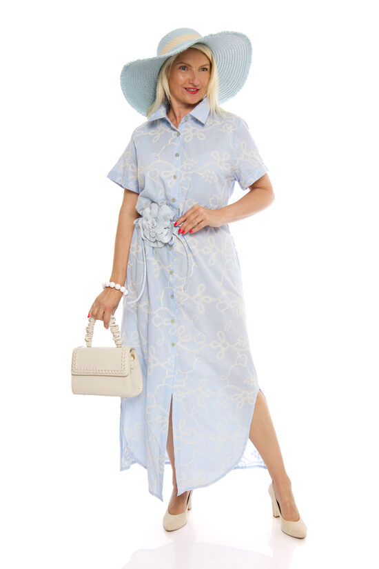 Gaiši zilas krāsas kokvilnas auduma kleita MC LORENE