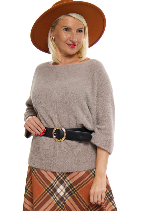 Pelēkbrūnas krāsas mīksts sieviešu džemperis ITALY