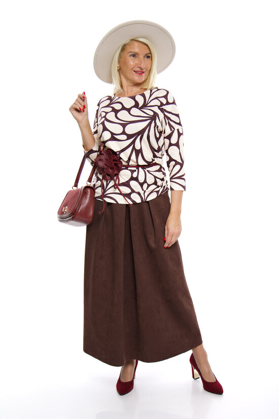 Eleganti tumši brūnas krāsas svārki ar jostiņu NC