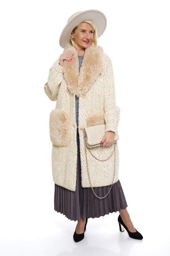 Elegants bēšas krāsas sieviešu mētelis/kažociņš Deep Pink