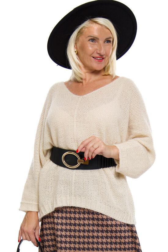 Bēšas krāsas adīts sieviešu džemperis ITALY