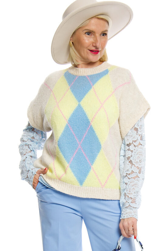 Bēšas krāsas adīta sieviešu veste Senza Nome