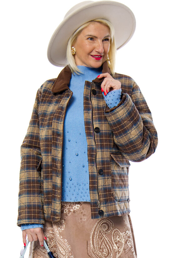 Rūtaina kokvilnas auduma sieviešu jaka POSSE