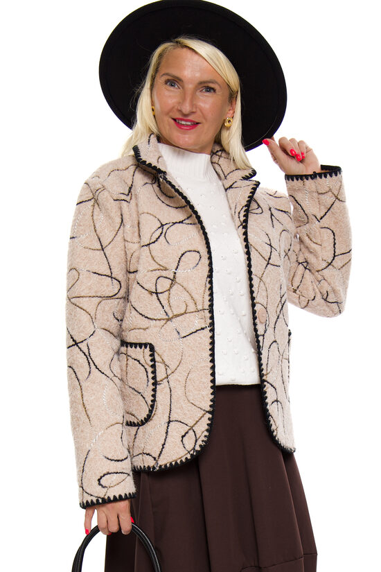 Bēšas krāsas stlīga vilnas žakete sievietēm ITALY