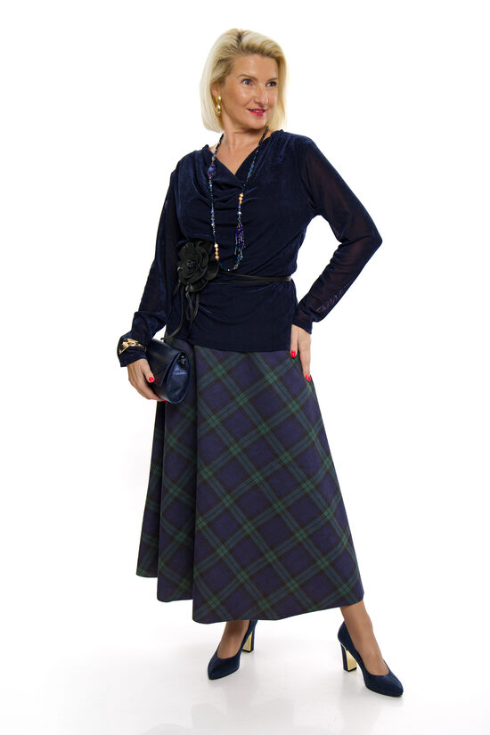 Eleganti rūtaini svārki ar jostiņu MISS TRENDY