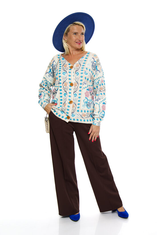 Bordo krāsas platās sieviešu bikses POLSKI