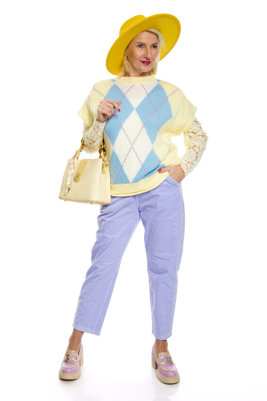 Violetas krāsas velveta/kokvilnas sieviešu bikses Wiya