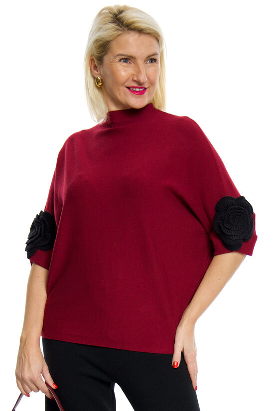 Bordo krāsas sieviešu džemperis ar pusgaro piedurkni N.EVERY DAY