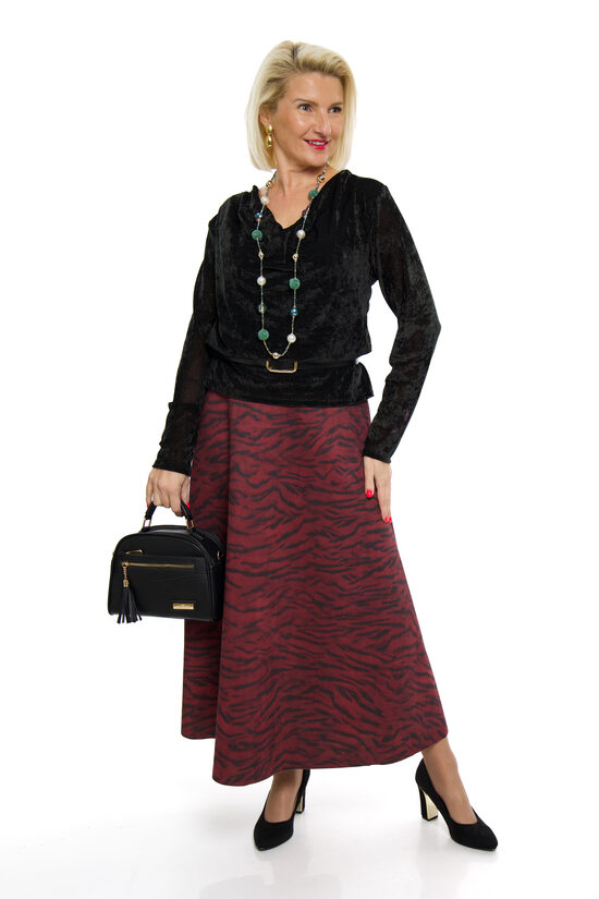 Eleganti bordo krāsas svārki ar jostiņu NC