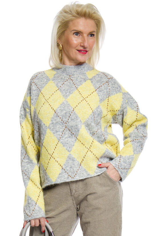 Pelēkas krāsas adīts sieviešu džemperis SHEEP