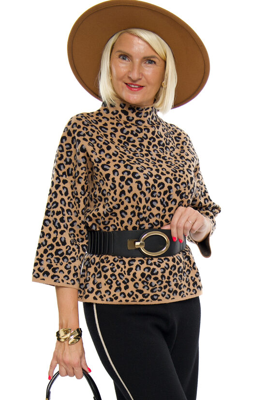 Bēšas krāsas sieviešu džemperis ar pusgaru piedurkni EVIS