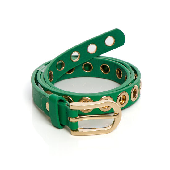 Zaļa josta ar zelta krāsas aizdari