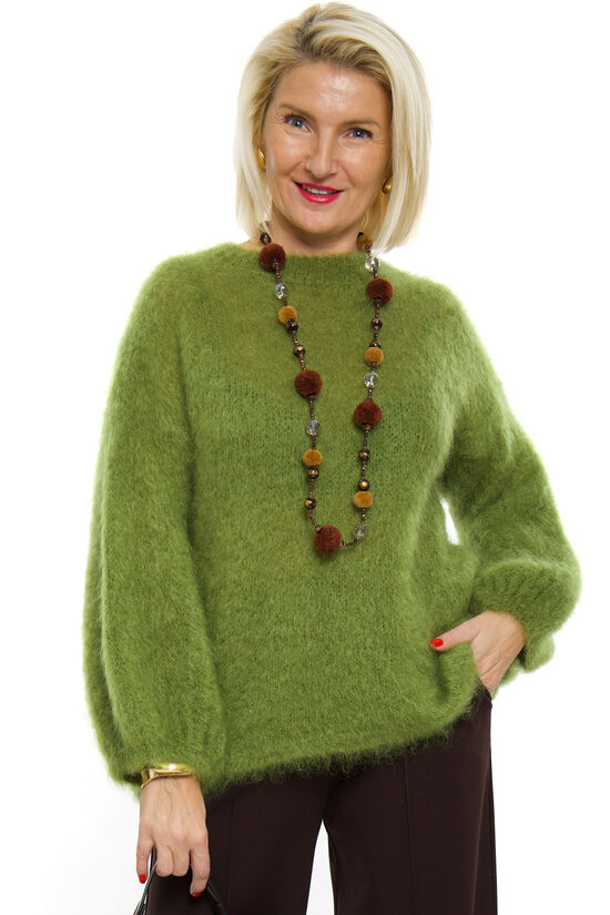 Olīves zaļas krāsas kidmohēras džemperis MAGMA