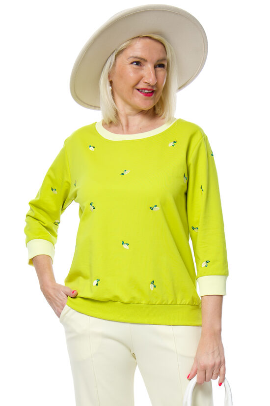 Kokvilnas auduma sieviešu džemperis ar pusgaru piedurkni MEGI