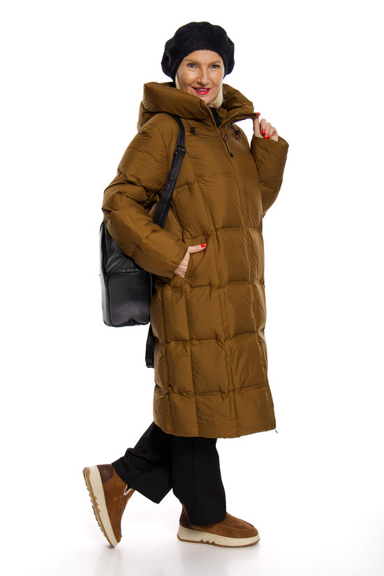 Brūns ziemas dūnu mētelis sievietēm SORONA