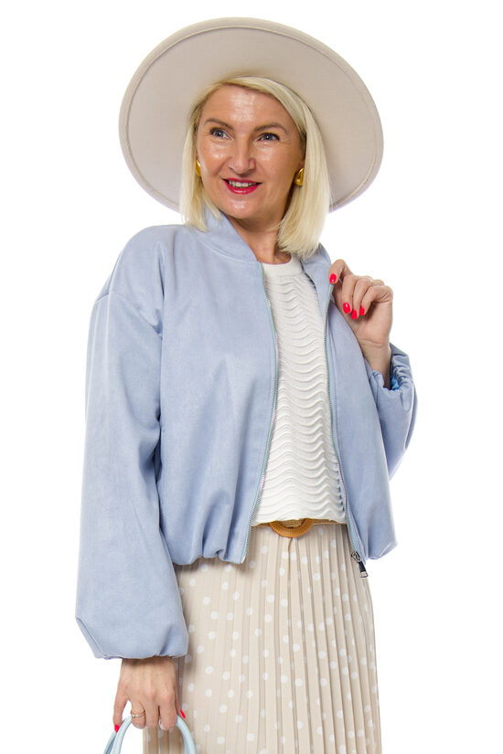 Stilīga gaiši zila īsā sieviešu jaka NC