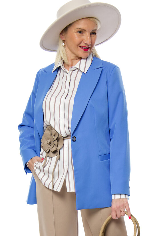 Zila eleganta garā sieviešu žakete GONTO