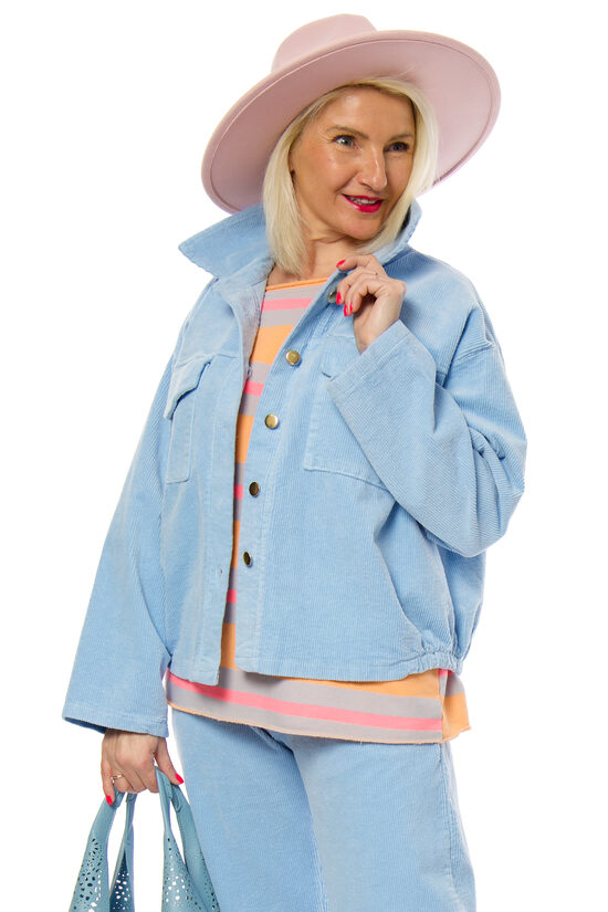 Gaiši zila kokvilnas/velveta auduma jaka LIVANS