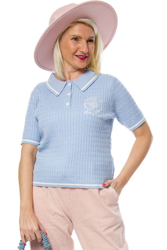 Gaiši zils sieviešu džemperis ar īso piedurkni LAVYSH