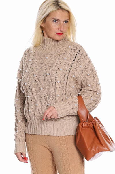 Adīts īsais sieviešu džemperis ar pērlītēm Jack Berry