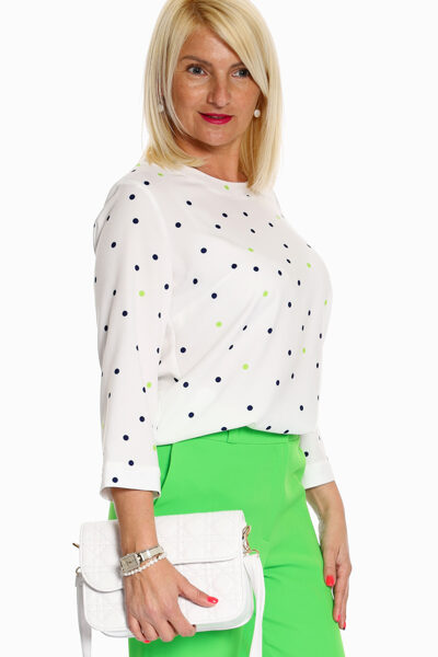 Balta blūze ar punktiņiem Milano