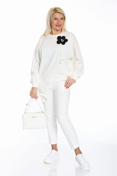 Baltas sieviešu bikses ar kabatām Malret