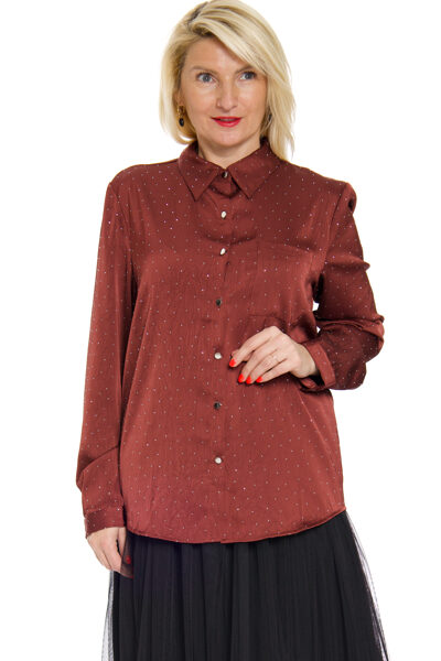Bordo krāsas atlasa auduma blūze ar spīdumu Graciela
