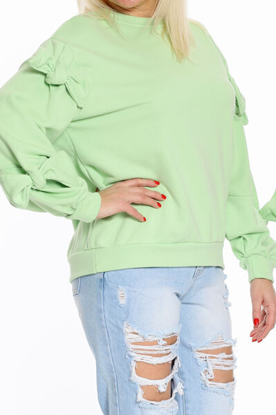 Zaļš kokvilnas sieviešu džemperis Azara