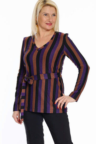 Sieviešu džemperis ar jostiņu, V-veida izgriezumu Lumina