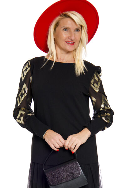 Eleganta melnas krāsas blūze/tops Beatex