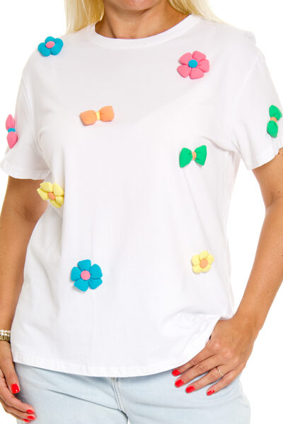 Balts kokvilnas T-krekls sievietēm Vinceotto