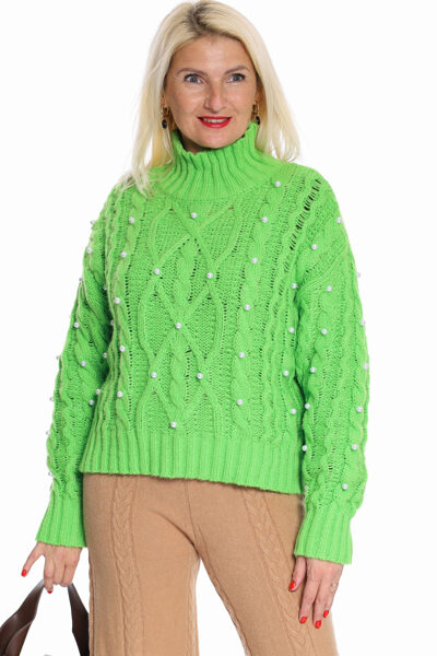 Adīts īsais sieviešu džemperis ar pērlītēm Jack Berry