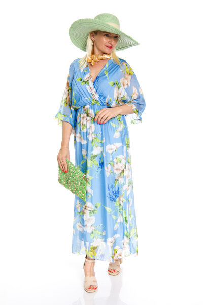 Gaiši zila viskozes-zīda kleita ar oderi Silk Blend